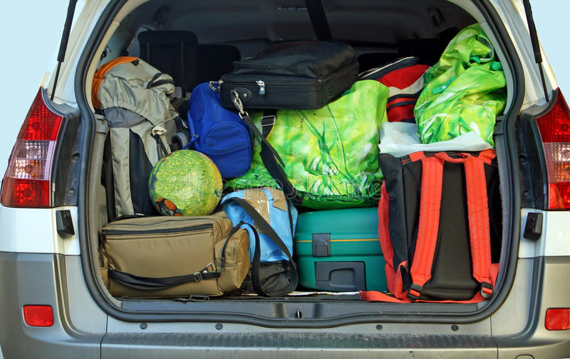 Minivan packed for family travel