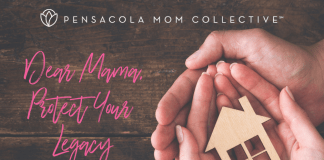 Two pairs of hands, one male and one female, cradling a small wooden ornament in the shape of a house. With the text Dear Mama protect your legacy: a series on comprehensive estate planning for families. Sponsored by Chase & Ralls law firm