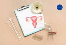 Medical supplies used for cervical cancer screening and Pap smear, including a clipboard.